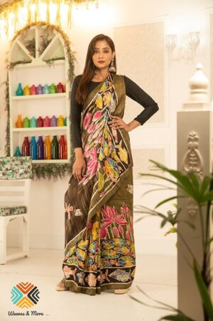 Moss green mulberry silk