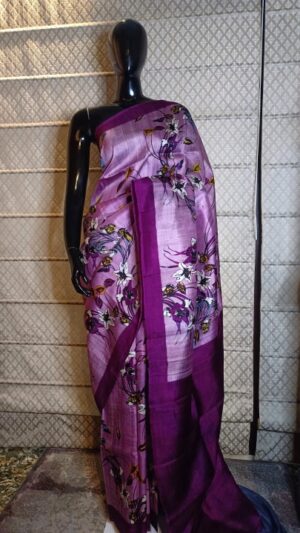 Floral printed pure silk saree