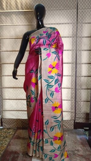 Handpainted pure silk saree