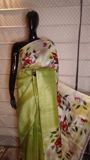 Hand painted pure silk saree